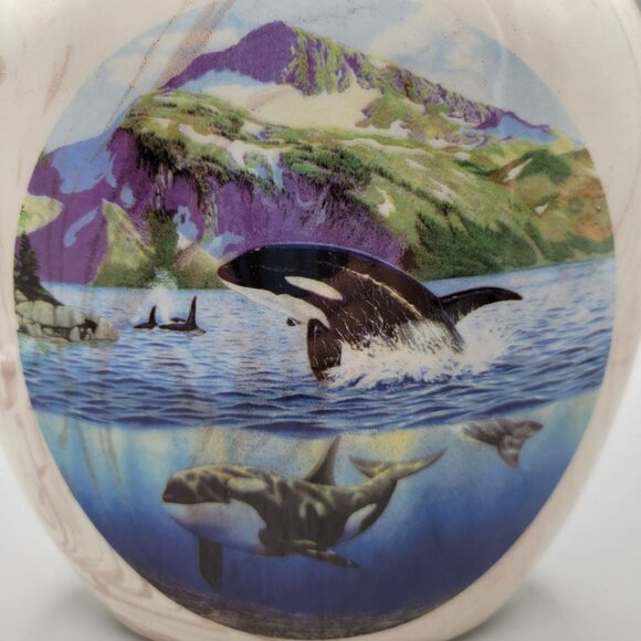 Mt Saint Helens Ashware Vase Orca Whales Puget Sound Cougar Washington Ceramic - Picture 7 of 7